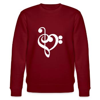 Musik Violinschlüssel Herz - Stanley/Stella Unisex Bio-Sweatshirt CHANGER  - Burgunderrot - Vorne - Nik (191cm) & Marisol (170cm)