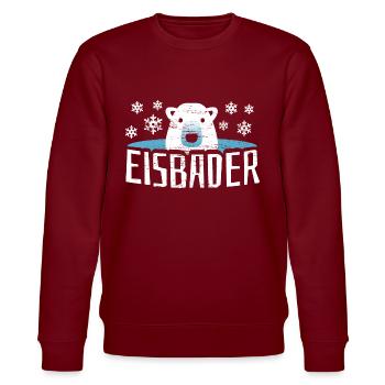 Eisbär Eisbaden Eisbad - Stanley/Stella Unisex Bio-Sweatshirt CHANGER  - Burgunderrot - Vorne - Nik (191cm) & Marisol (170cm)