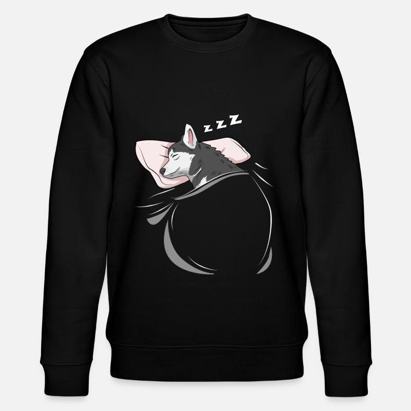 Schlafender und schlumender Husky - Stanley/Stella Unisex Bio-Sweatshirt CHANGER - Schwarz