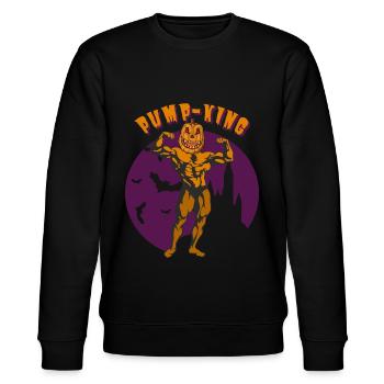 Halloween pump-king Kürbis - Workout - Stanley/Stella Unisex Bio-Sweatshirt CHANGER  - Schwarz - Vorne - Nik (191cm) & Marisol (170cm)