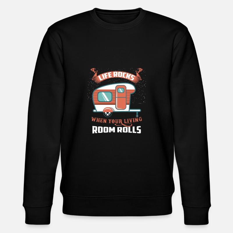Livet Rocks Når Din Dagligstue Rolls Camping - Stanley/Stella økologisk unisex-sweatshirt CHANGER  - sort