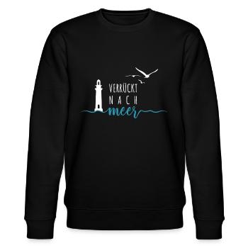 Ein bisschen Meer geht immer - Wellen Nordsee - Stanley/Stella Unisex Bio-Sweatshirt CHANGER  - Schwarz - Vorne - Nik (191cm) & Marisol (170cm)