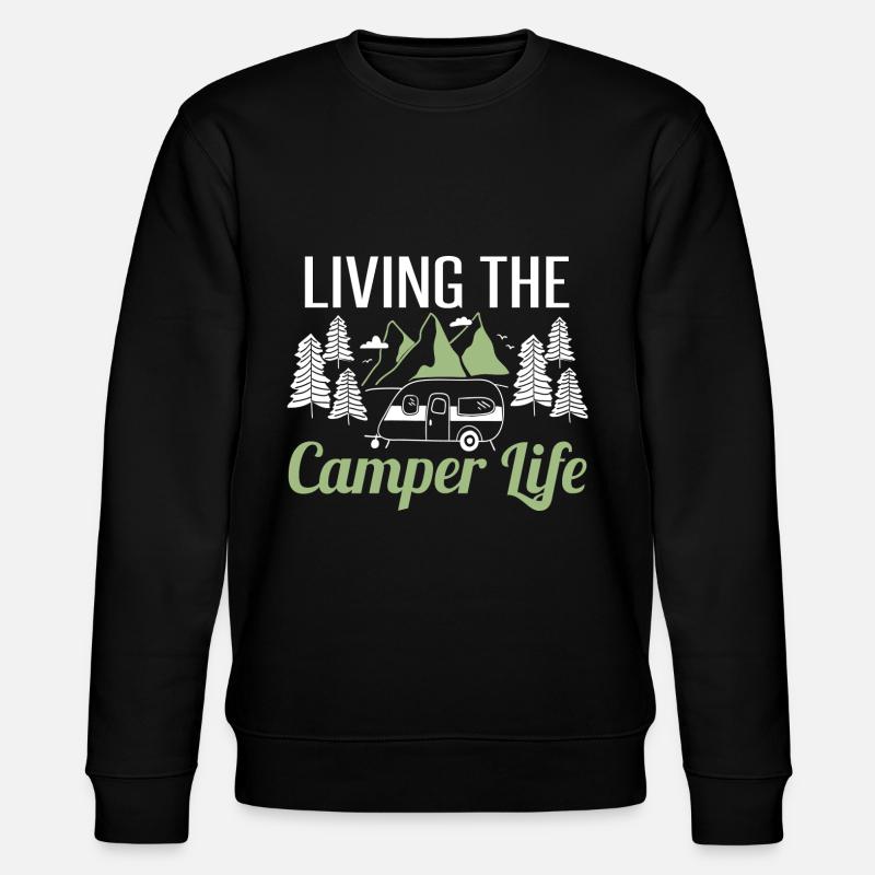 Camper Camping Glamping Caravan Trailer - Stanley/Stella CHANGER Unisex Organic Sweatshirt - black