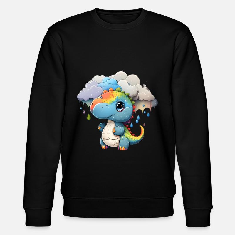 Dinosaurier Kind Regenbogen Geschenk - Stanley/Stella Unisex Bio-Sweatshirt CHANGER  - Schwarz