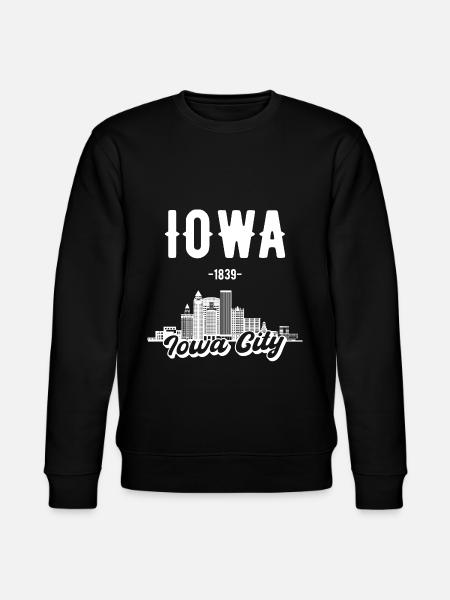 Iowa City Skyline Gift - Stanley/Stella CHANGER Unisex Organic Sweatshirt - black