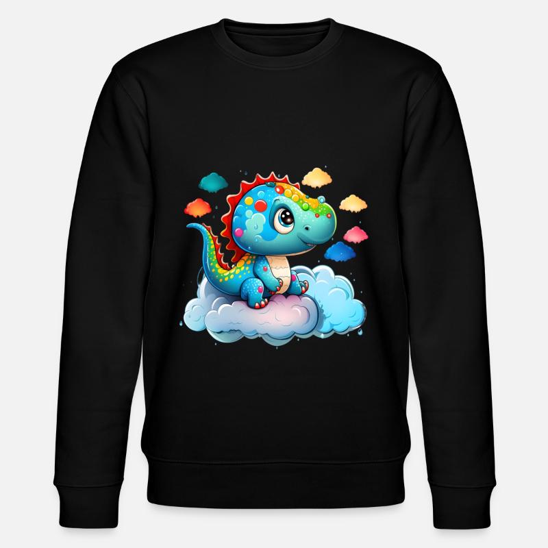 Dinosaur Baby Child Rainbow Gift - Stanley/Stella CHANGER Unisex Organic Sweatshirt - black