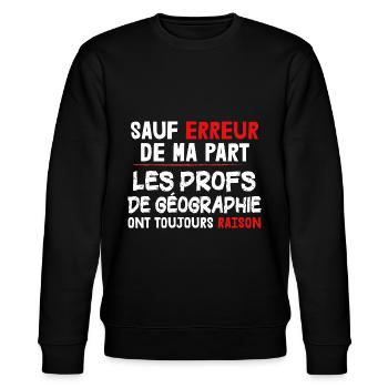 Professeur - Cadeau - Ecole - Enseigne - Géo - Sweat bio CHANGER Stanley/Stella Unisexe - noir - Devant - Nik (191cm) & Marisol (170cm)