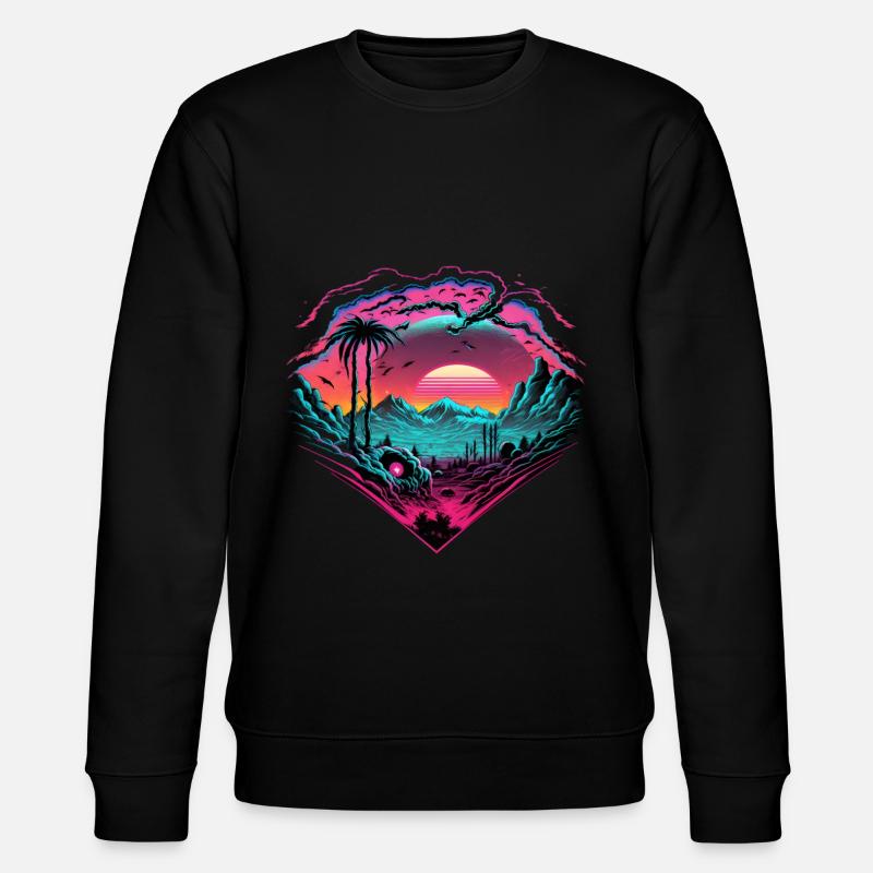 Synthwave Sunset 80s Geschenk - Stanley/Stella Unisex Bio-Sweatshirt CHANGER  - Schwarz