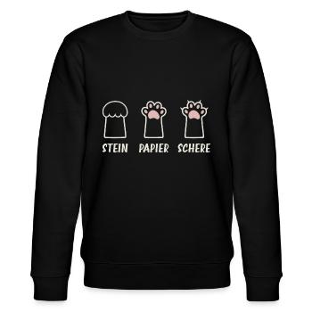 Schere Stein Papier Katzenpfote Katze - Stanley/Stella Unisex Bio-Sweatshirt CHANGER  - Schwarz - Vorne - Nik (191cm) & Marisol (170cm)