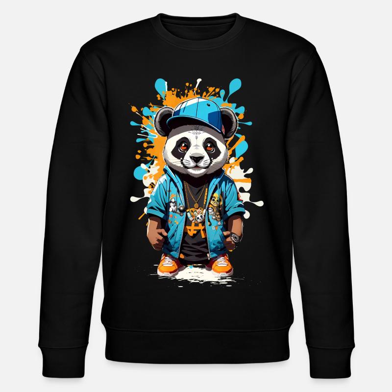 Panda Bär - Stanley/Stella Unisex Bio-Sweatshirt CHANGER  - Schwarz