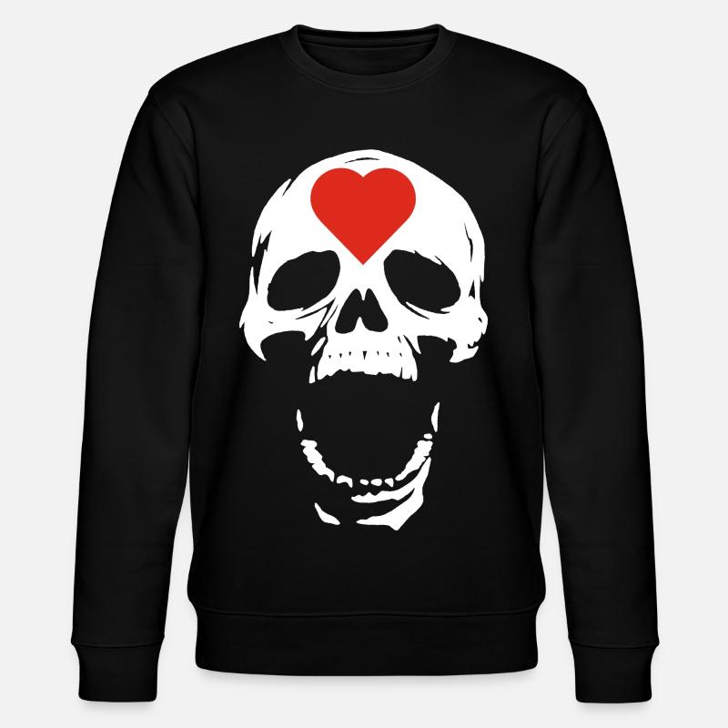 Der weiße Schädel und das Herz - Stanley/Stella Unisex Bio-Sweatshirt CHANGER  - Schwarz
