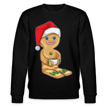 Lebkuchenmann Weihnachten Kaffee - Stanley/Stella Unisex Bio-Sweatshirt CHANGER  - Schwarz - Vorne - Nik (191cm) & Marisol (170cm)