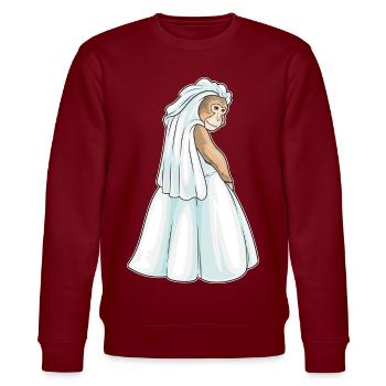 Affe Braut Schleier Hochzeit - Stanley/Stella Unisex Bio-Sweatshirt CHANGER  - Burgunderrot - Vorne - Nik (191cm) & Marisol (170cm)
