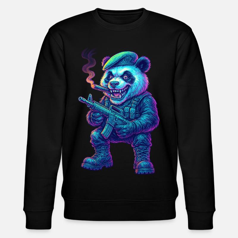 Neon Panda Mercenary  - Stanley/Stella CHANGER Unisex Organic Sweatshirt - black