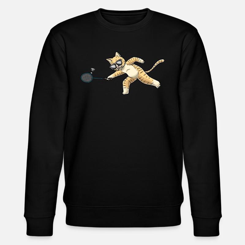 Lustige Badminton-katze - Stanley/Stella Unisex Bio-Sweatshirt CHANGER  - Schwarz