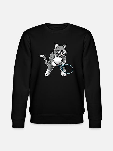 Funny Tennis Cat - Stanley/Stella CHANGER Unisex Organic Sweatshirt - black
