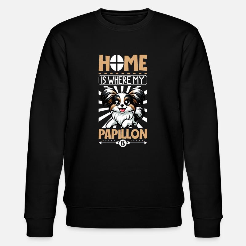 Home - Continental Miniature Spaniel - Stanley/Stella CHANGER Unisex Organic Sweatshirt - black