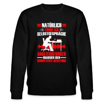 Amateur radio operator conducts soliloquies Radio amateur - Stanley/Stella CHANGER Unisex Organic Sweatshirt - black - Front - Nik (191cm) & Marisol (170cm)