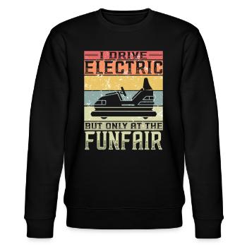 I Drive Electric Funfair Bumper Cars - Stanley/Stella CHANGER Unisex Organic Sweatshirt - black - Front - Nik (191cm) & Marisol (170cm)