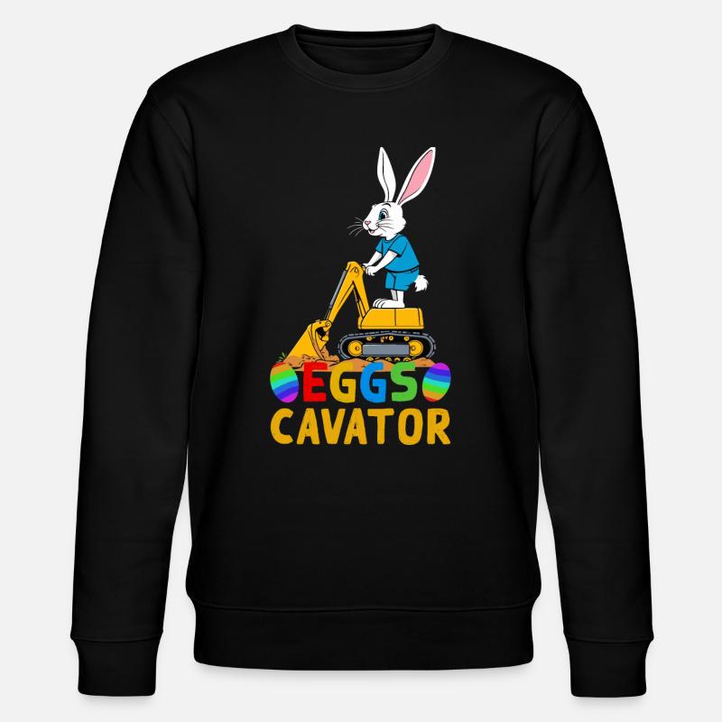 Lustiger Ostern Spruch Osterhase Baggerfahrer - Stanley/Stella Unisex Bio-Sweatshirt CHANGER  - Schwarz