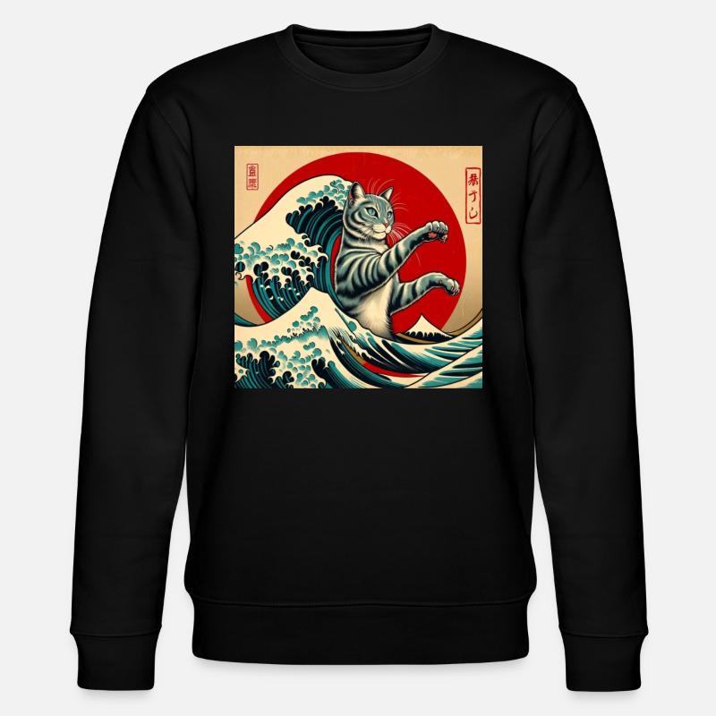Sunset Silhouette Wave Papyrus - Stanley/Stella CHANGER Unisex Organic Sweatshirt - black