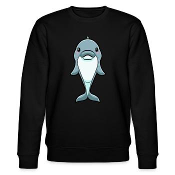 Delfin Emoticon - Stanley/Stella Unisex Bio-Sweatshirt CHANGER  - Schwarz - Vorne - Nik (191cm) & Marisol (170cm)