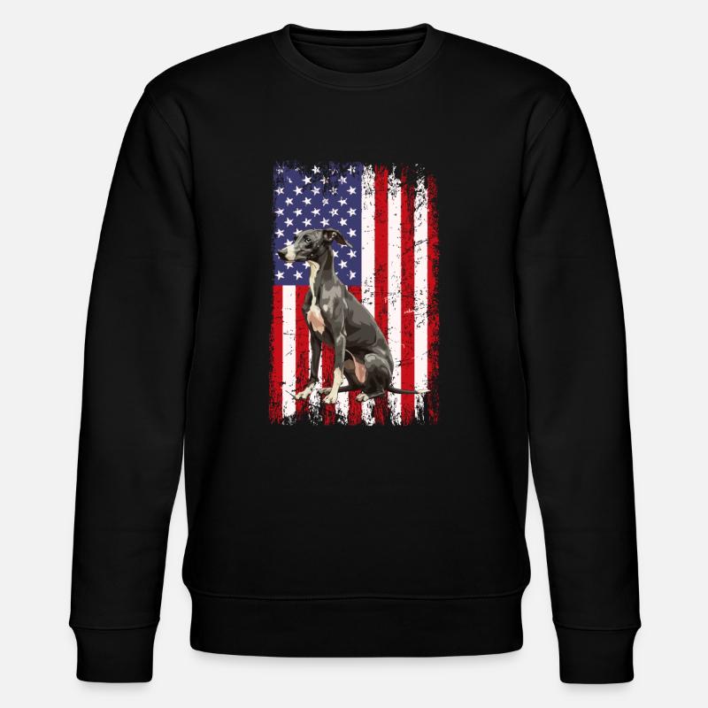 whippet chien drapeau américain - Sweat bio CHANGER Stanley/Stella Unisexe - noir