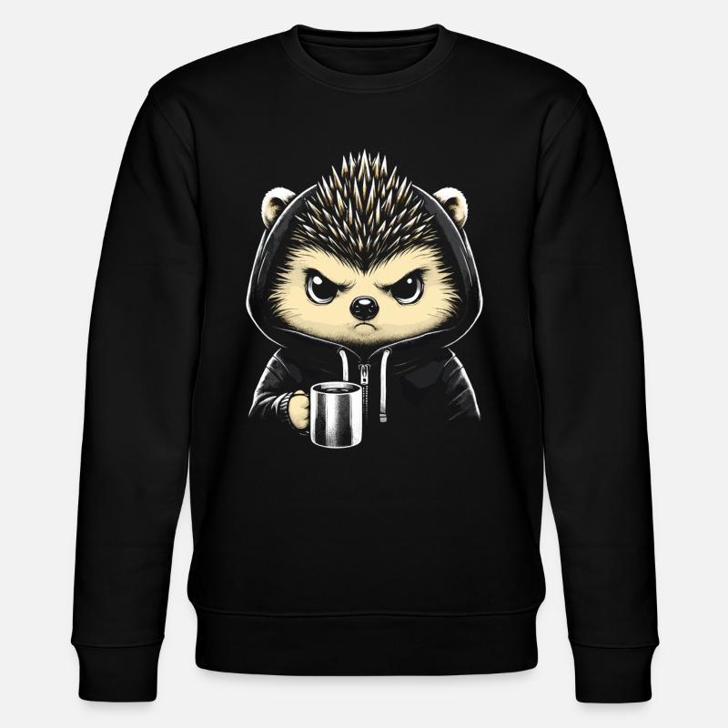 Igel mit Iro - Stanley/Stella Unisex Bio-Sweatshirt CHANGER  - Schwarz