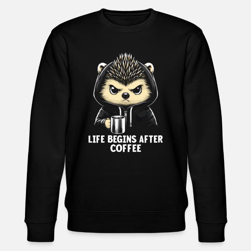 Life Begins After Coffee - Stanley/Stella CHANGER Unisex Organic Sweatshirt - black