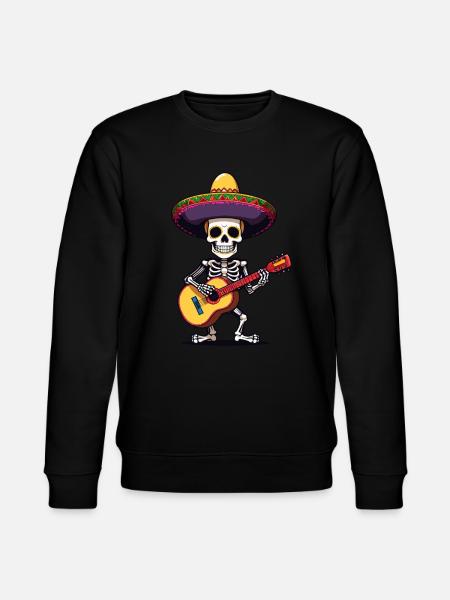Mexican mariachi skeleton guitarist - Stanley/Stella CHANGER Unisex Organic Sweatshirt - black