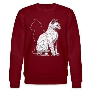 Abstrakte geometrische polygonale Katze - Stanley/Stella Unisex Bio-Sweatshirt CHANGER  - Burgunderrot - Vorne - Nik (191cm) & Marisol (170cm)