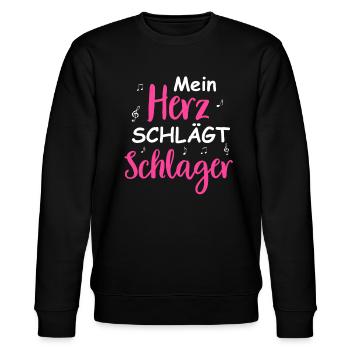 Schlager Tshirt Damen Schlagerparty Kostüm Party - Stanley/Stella Unisex Bio-Sweatshirt CHANGER  - Schwarz - Vorne - Nik (191cm) & Marisol (170cm)