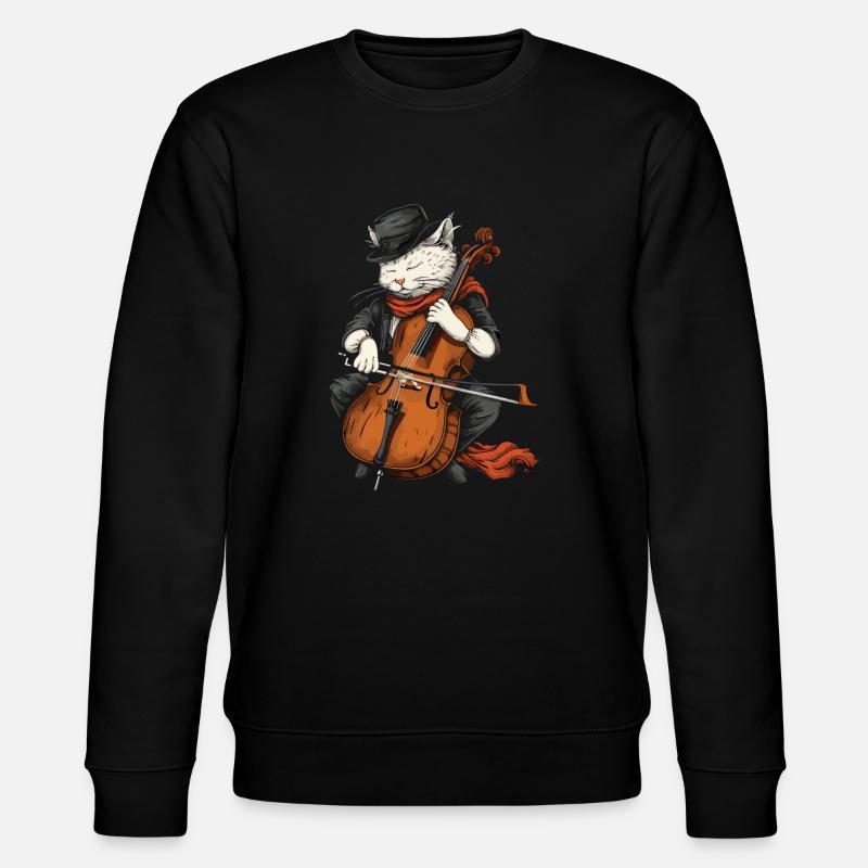 Chat jouant du violoncelle - Sweat bio CHANGER Stanley/Stella Unisexe - noir