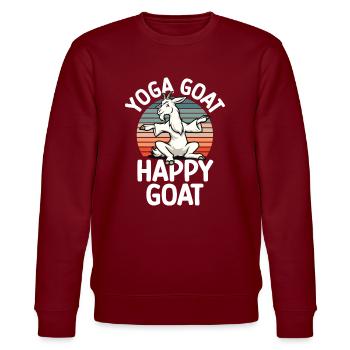 Ziegen-yoga-meditation, Yoga-kurs, Yoga - Stanley/Stella Unisex Bio-Sweatshirt CHANGER  - Burgunderrot - Vorne - Nik (191cm) & Marisol (170cm)