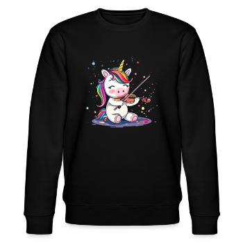 unicorn playing violin musical instrument - Stanley/Stella Unisex Bio-Sweatshirt CHANGER  - Schwarz - Vorne - Nik (191cm) & Marisol (170cm)