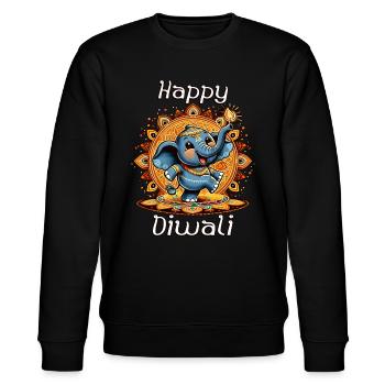 Happy Diwali - Stanley/Stella Unisex Bio-Sweatshirt CHANGER  - Schwarz - Vorne - Nik (191cm) & Marisol (170cm)