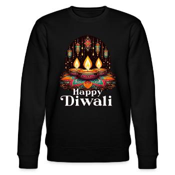 Happy Diwali - Stanley/Stella Unisex Bio-Sweatshirt CHANGER  - Schwarz - Vorne - Nik (191cm) & Marisol (170cm)