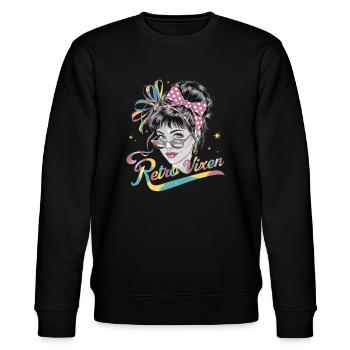 Stylische Retro 1980 Regenbogen-Retro Vixen für - Stanley/Stella Unisex Bio-Sweatshirt CHANGER  - Schwarz - Vorne - Nik (191cm) & Marisol (170cm)
