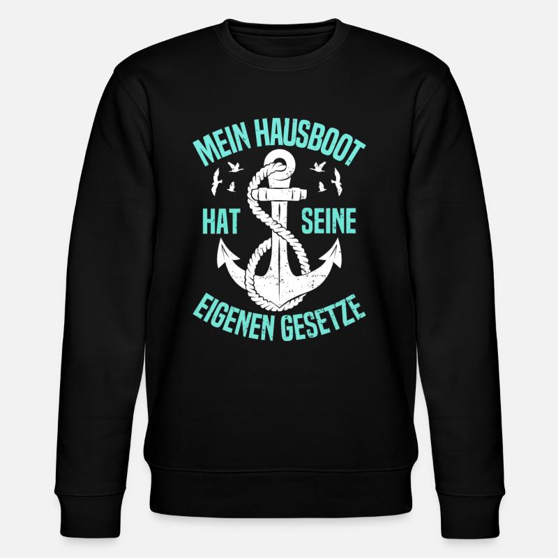Hausbootbesitzer Bootschein Führerschein für - Stanley/Stella Unisex Bio-Sweatshirt CHANGER  - Schwarz