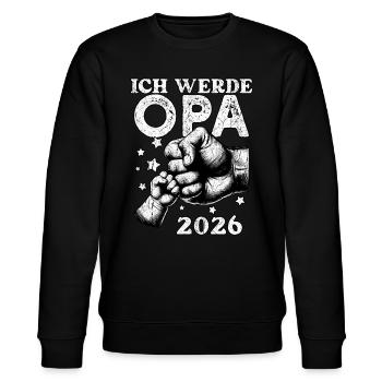 Ich werde Opa 2026 - Stanley/Stella Unisex Bio-Sweatshirt CHANGER  - Schwarz - Vorne - Nik (191cm) & Marisol (170cm)
