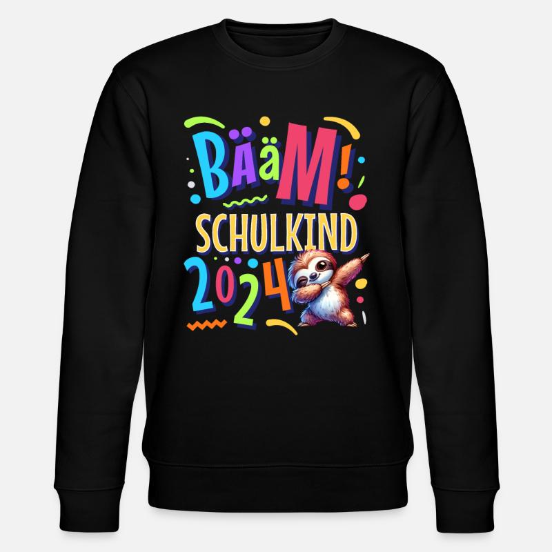 Bääm Schulkind 2024 Dabbing Faultier - Stanley/Stella Unisex Bio-Sweatshirt CHANGER  - Schwarz
