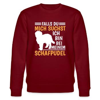 Bin bei meinem Schafpudel Altdeutscher Hütehund - Stanley/Stella Unisex Bio-Sweatshirt CHANGER  - Burgunderrot - Vorne - Nik (191cm) & Marisol (170cm)
