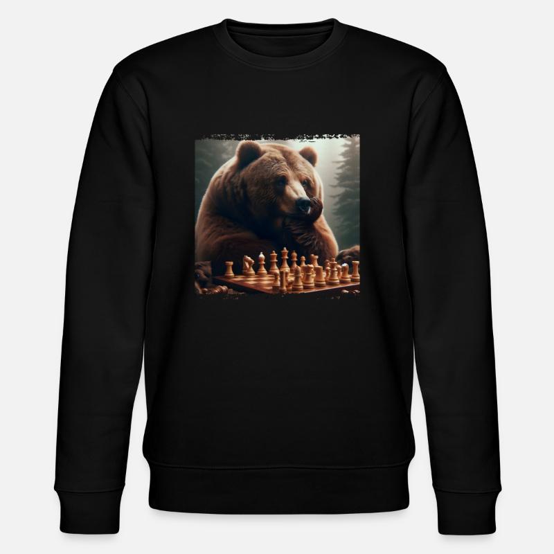 Chess Playing Bear - Stanley/Stella CHANGER Unisex Organic Sweatshirt - black