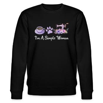 I'm A Simple Woman - Cat Lover Sewing Sewing Lover - Stanley/Stella Unisex Bio-Sweatshirt CHANGER  - Schwarz - Vorne - Nik (191cm) & Marisol (170cm)