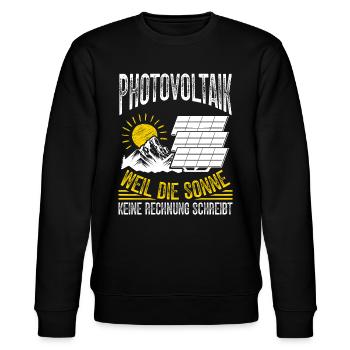Photovoltaikanlagen Ökostrom Solar Panel PV Anlage - Stanley/Stella Unisex Bio-Sweatshirt CHANGER  - Schwarz - Vorne - Nik (191cm) & Marisol (170cm)