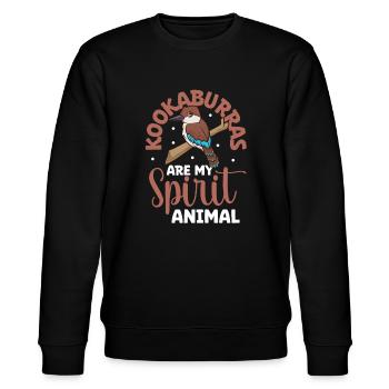 Lieblingstier - Kookaburra - Stanley/Stella Unisex Bio-Sweatshirt CHANGER  - Schwarz - Vorne - Nik (191cm) & Marisol (170cm)