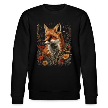 Renard floral nature - Sweat bio CHANGER Stanley/Stella Unisexe - noir - Devant - Nik (191cm) & Marisol (170cm)