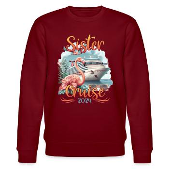 Sister Cruise 2024 - Stanley/Stella Unisex Bio-Sweatshirt CHANGER  - Burgunderrot - Vorne - Nik (191cm) & Marisol (170cm)