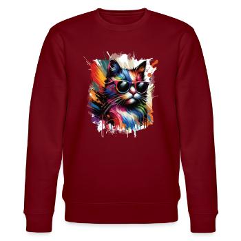La vie est meilleure avec les chats - Sweat bio CHANGER Stanley/Stella Unisexe - bordeaux - Devant - Nik (191cm) & Marisol (170cm)