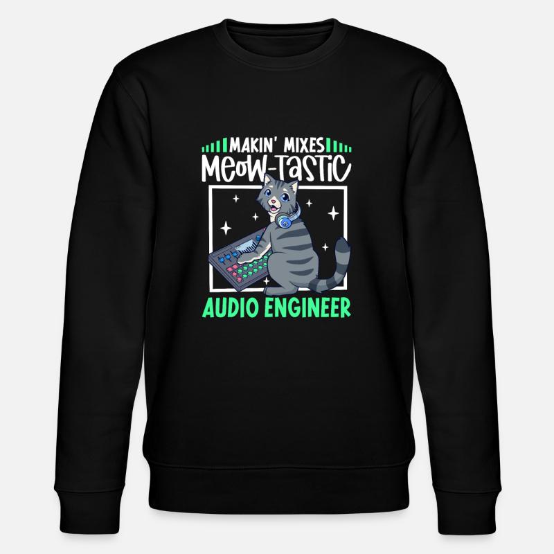Katze am Mischpult - Tontechniker - Stanley/Stella Unisex Bio-Sweatshirt CHANGER  - Schwarz